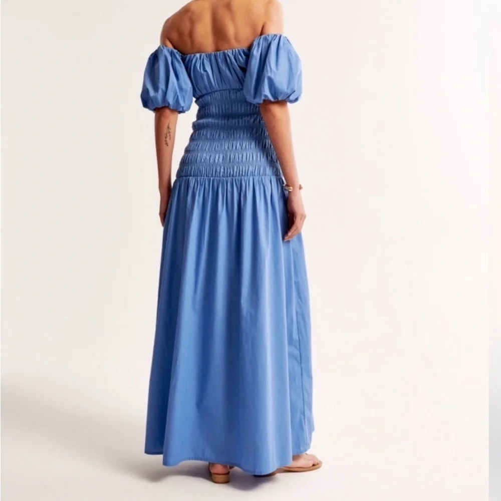 Abercrombie & Fitch Blue Off-Shoulder Maxi Dress